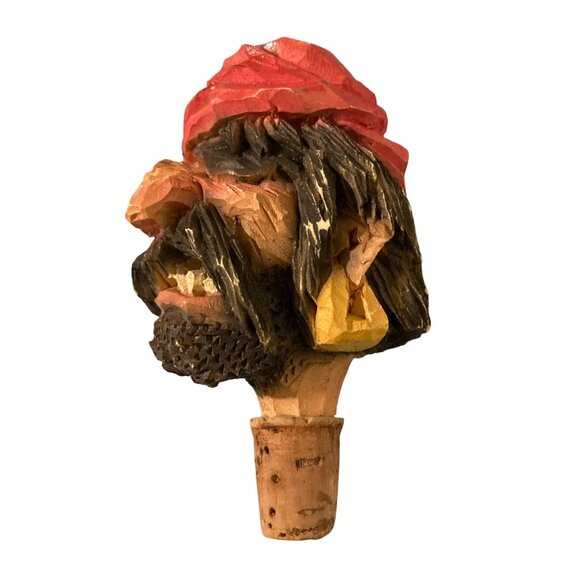 Chris Hammack Shanghai Looie Pirate Carved Wood Bottle Stopper Spit-N'-Whittle - Picture 3 of 7